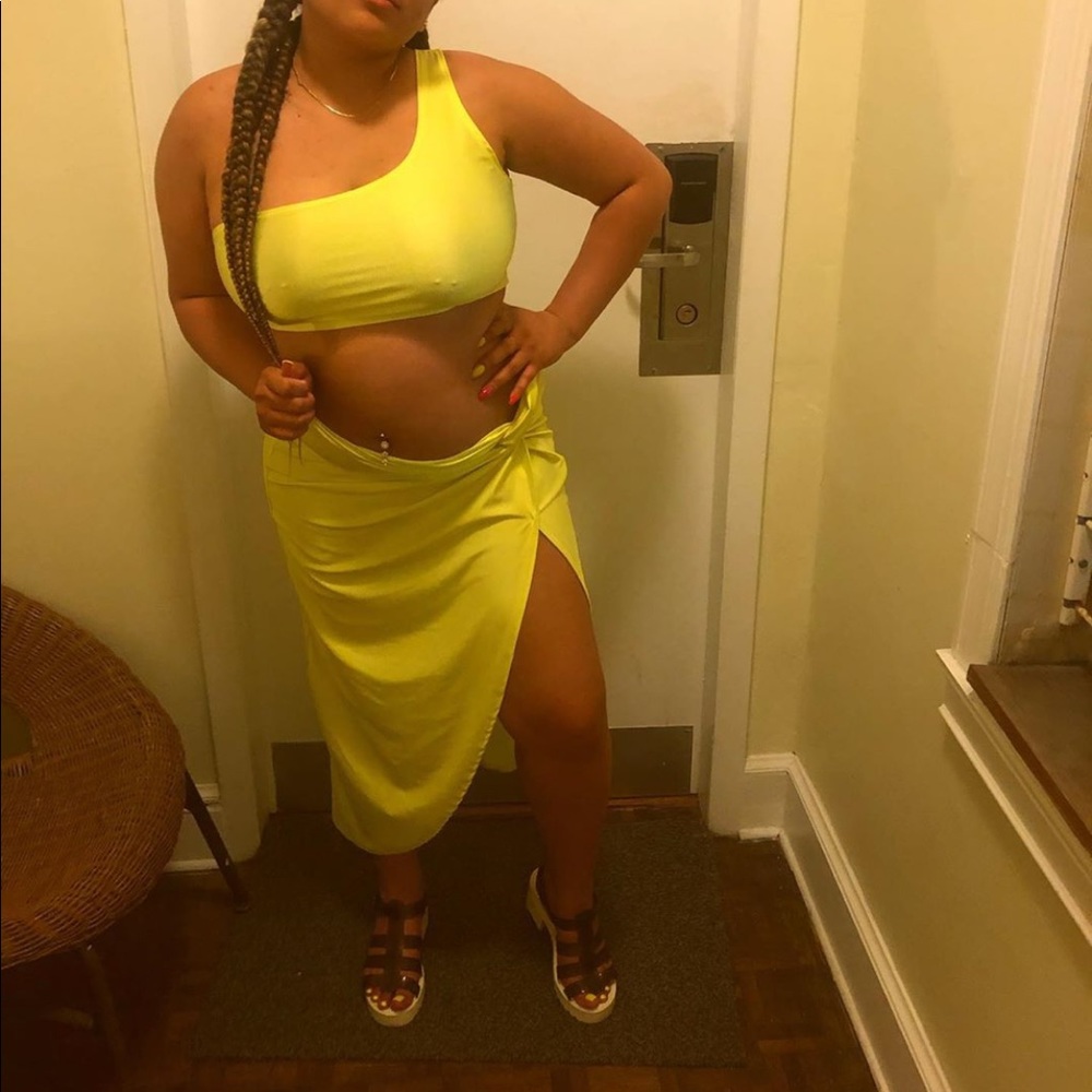 Neon yellow fashion nova set